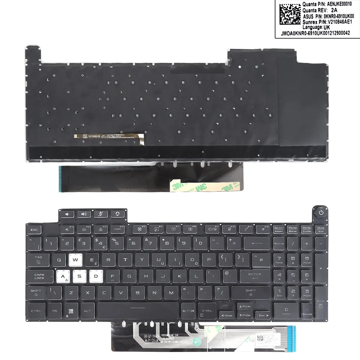 Picture of ASUS TUF Gaming F15 A15 F17 A17 FX507 FX507Z FA507 FA507R FX517 FX517Z FX707 FX707Z FA707 FA707R BALCK(backlit WIN8)Crystal key cap